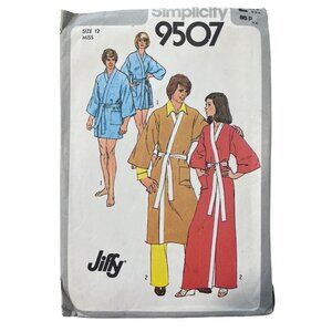 Vintage Simplicity 9507 Sewing Pattern Size 12 Misses Kimono Robe Jiffy UNCUT
